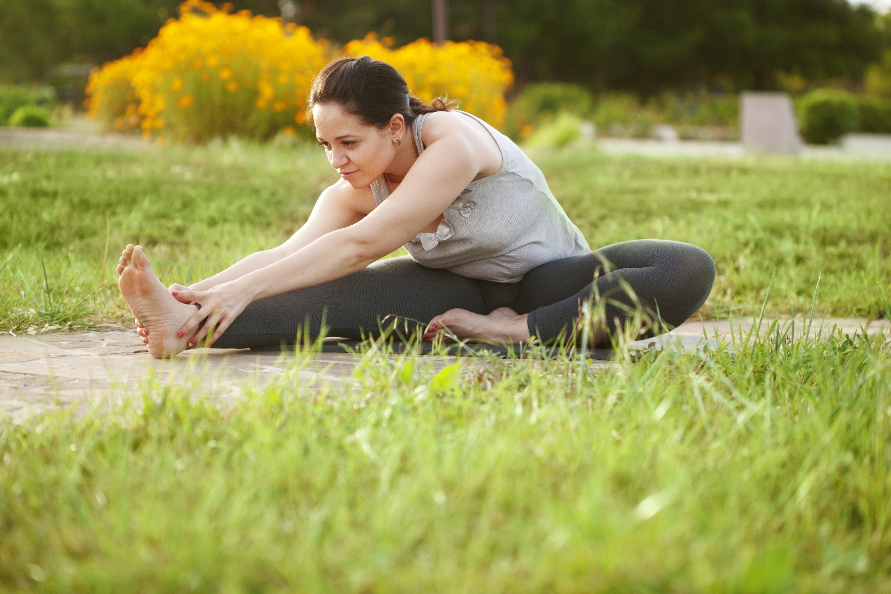 Woman doing yoga outside